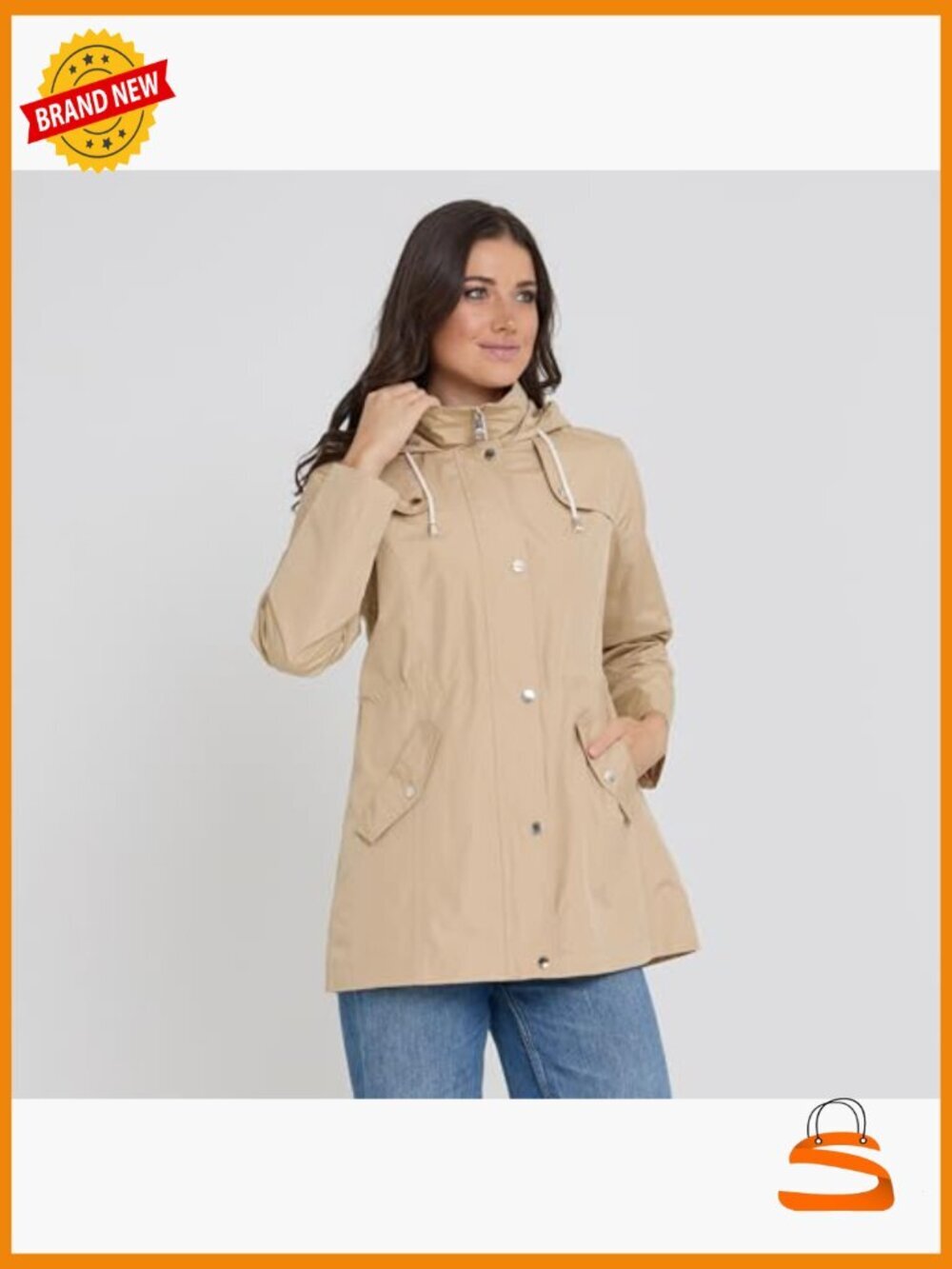 Waterproof Rain Jacket with Hood Anorak Windbreaker Plus Size - Picture 3 of 7
